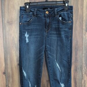 1822 Denim Distressed Ankle Crop Skinny Jeans 28               R197
